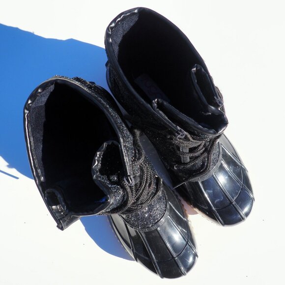 Sugar Women's Black Sparkle Glitter Duck Boots Size 9 - Picture 6 of 6